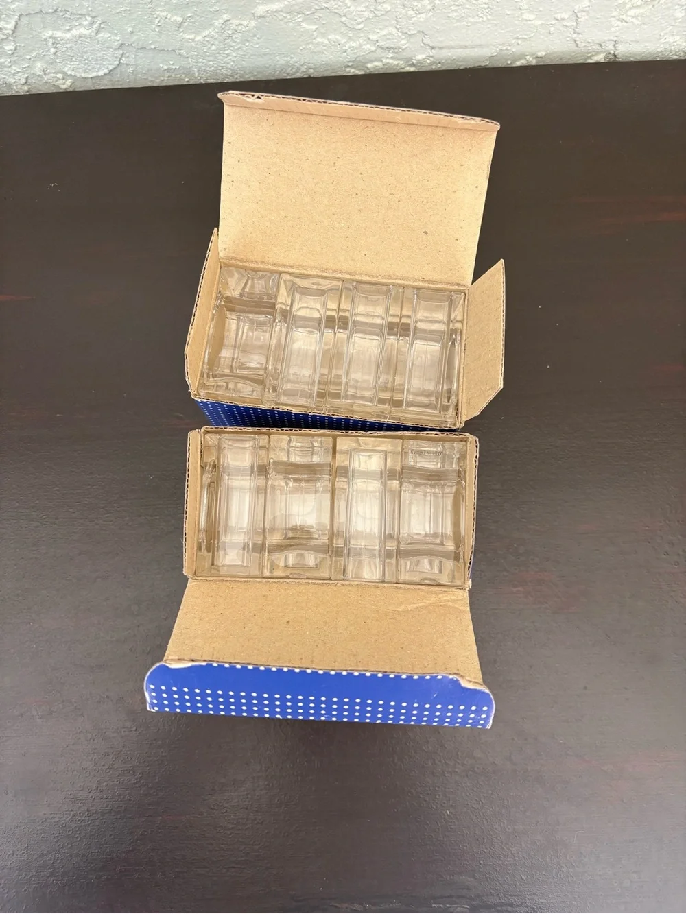 /vintage 2 sets of four Lillian Vernon clear lucite acrylic napkin ring holders